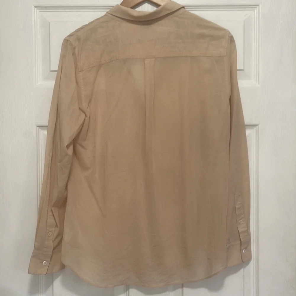 Pink Beige Sheer Button-Up Women's Top - Picture 3 of 3